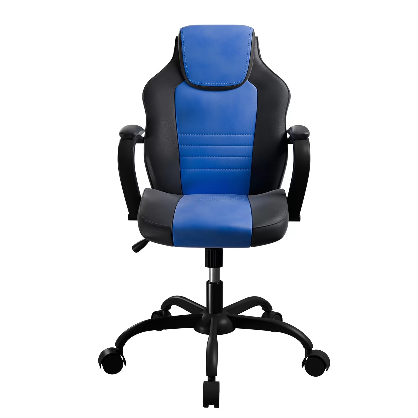 Blue and Black Faux Leather Adjustable Office Chair