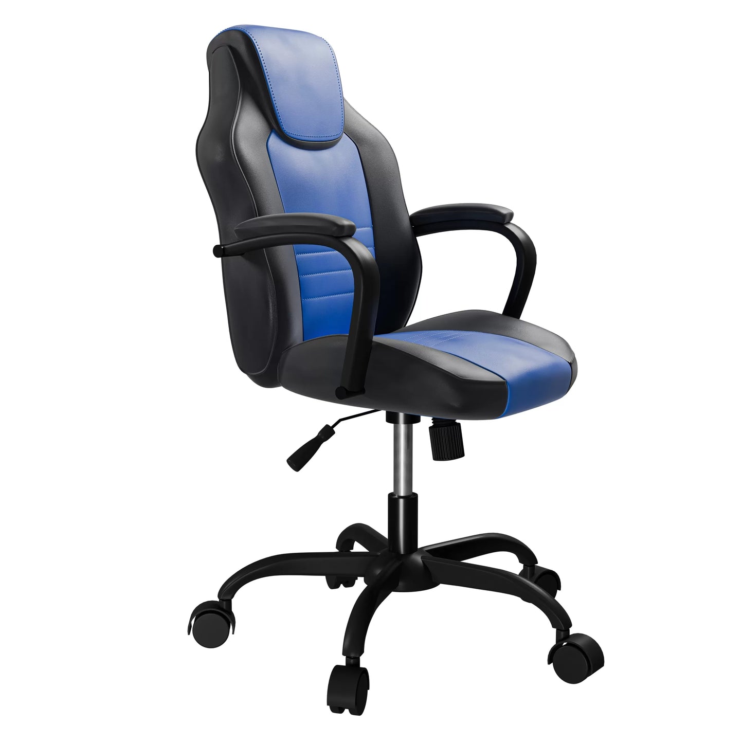 Blue and Black Faux Leather Adjustable Office Chair