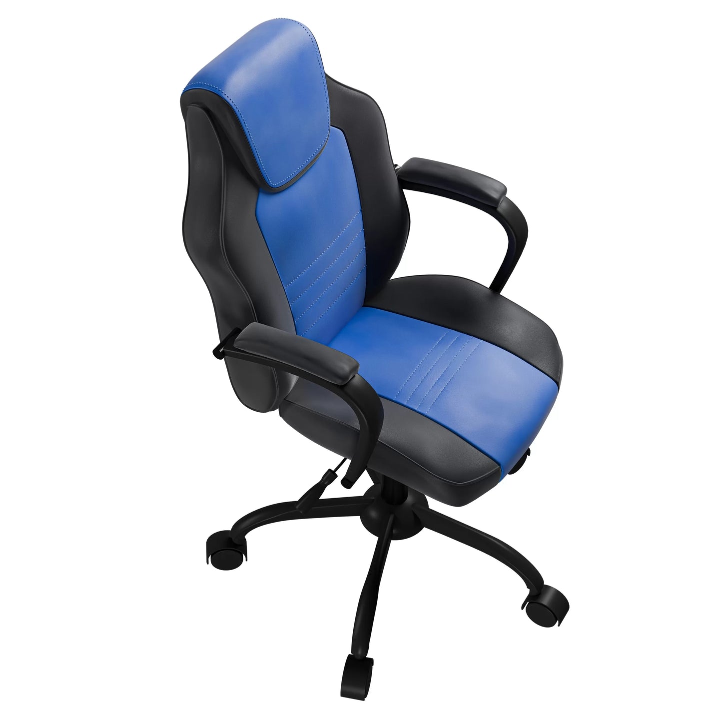 Blue and Black Faux Leather Adjustable Office Chair
