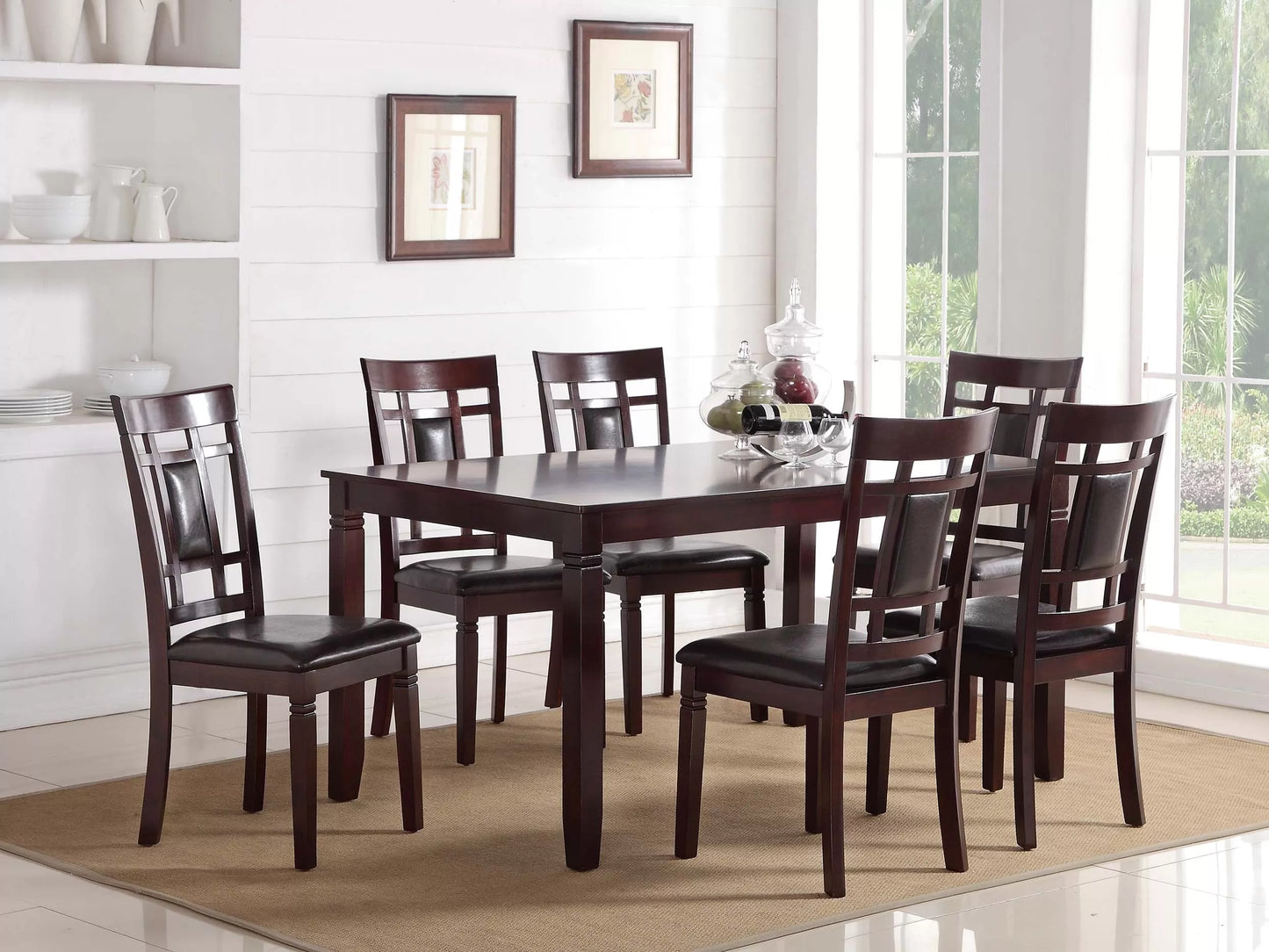 Rich Wood Finish 7 PC Dining Set