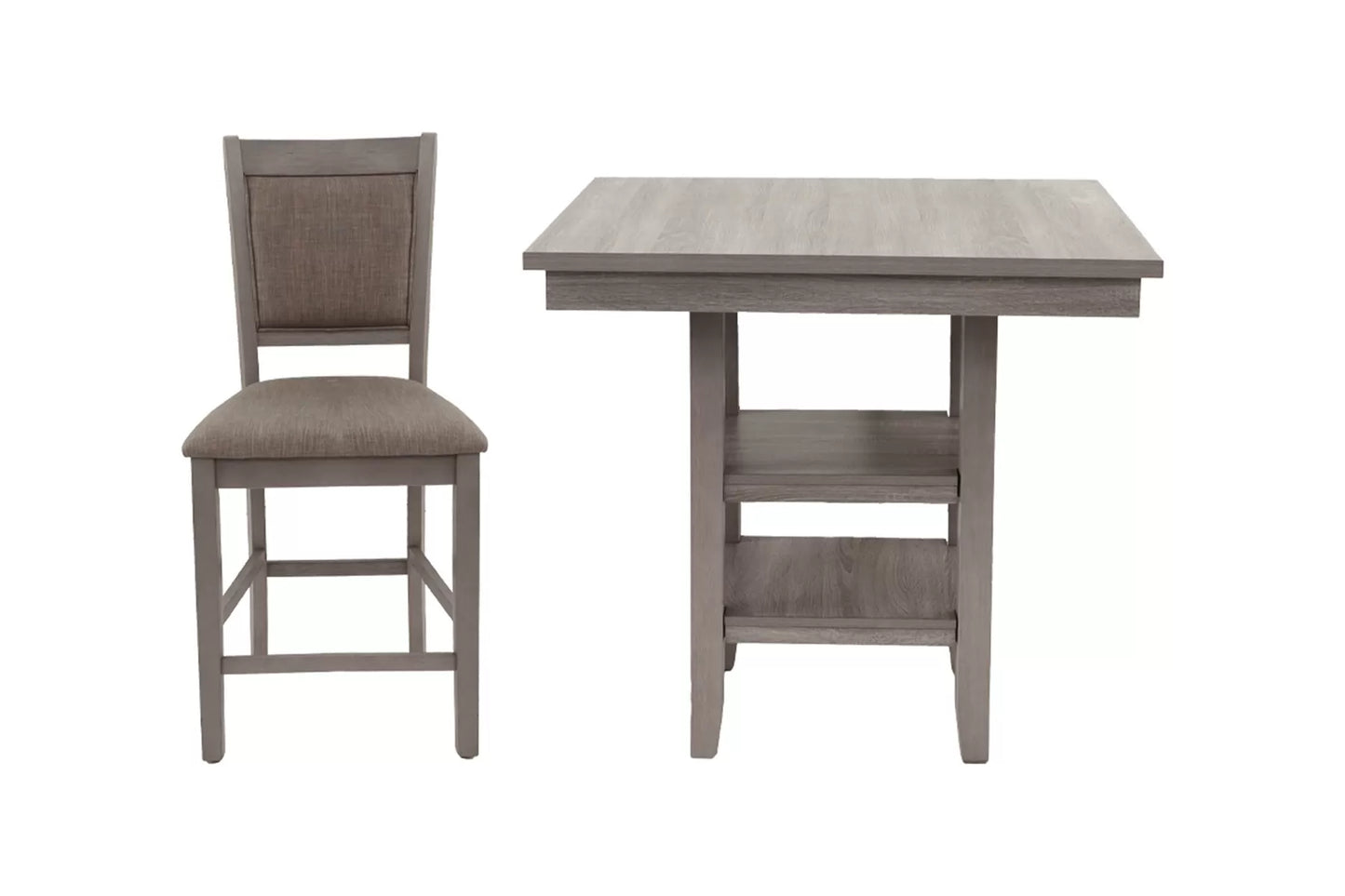Square 5-Piece Counter Height Dining Set with Storage Shelf