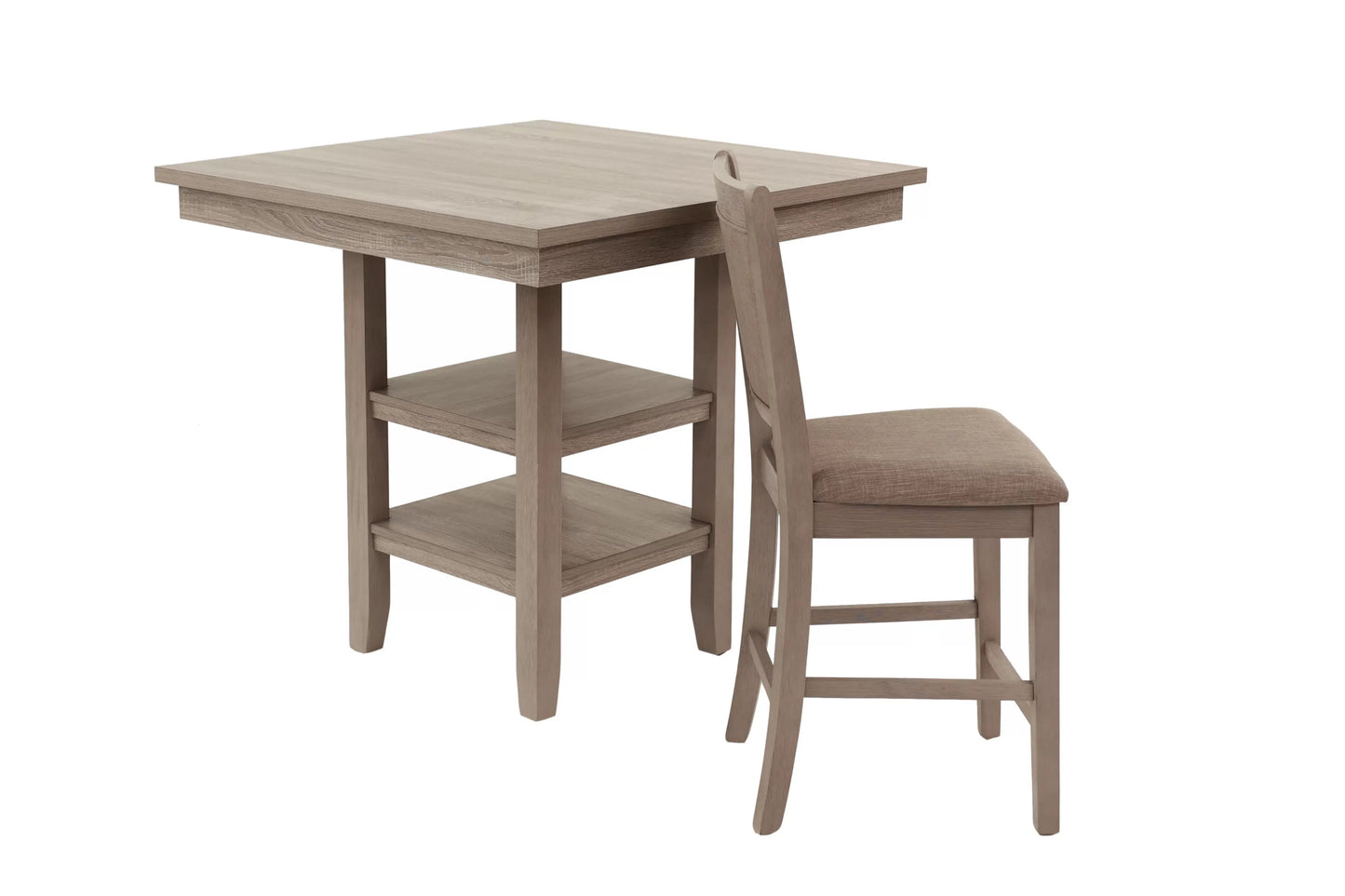 Square 5-Piece Counter Height Dining Set with Storage Shelf
