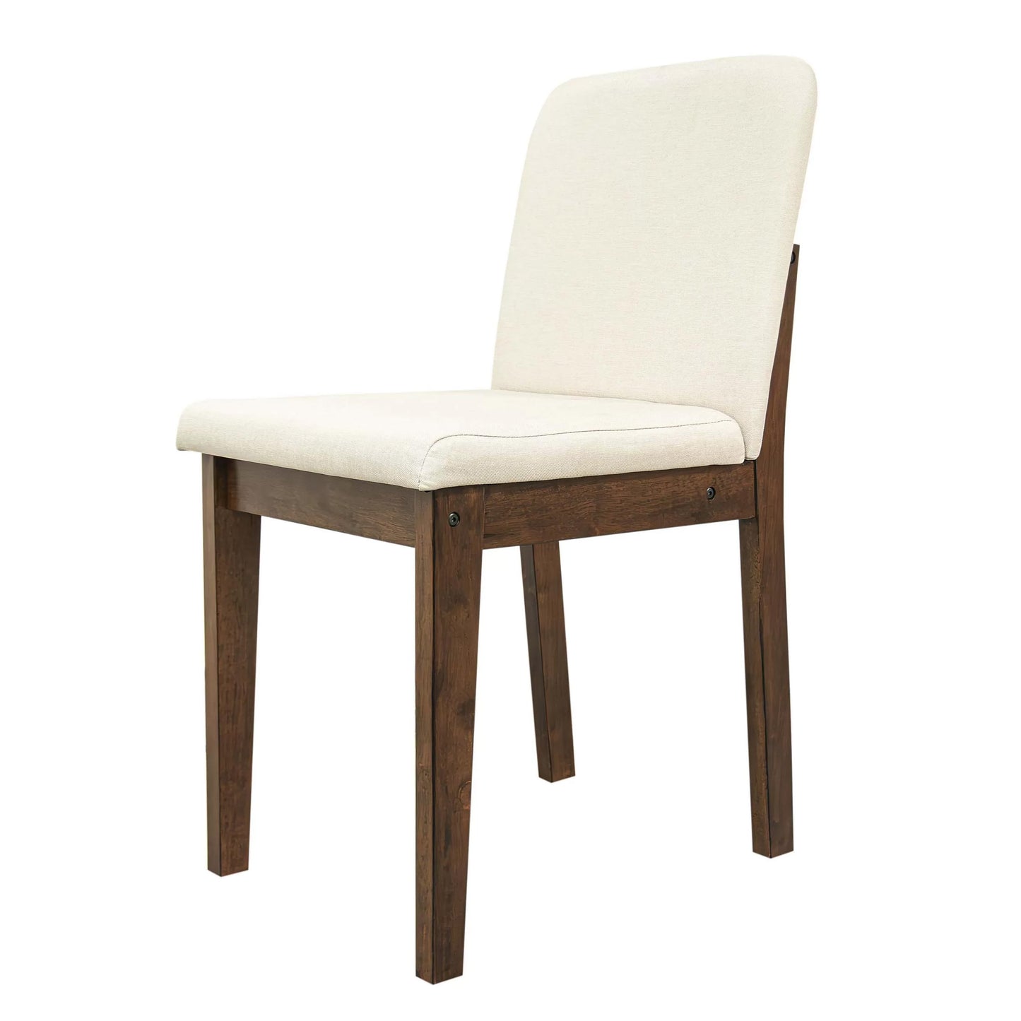 5 Piece Dining Set Dark Walnut & Beige Chairs