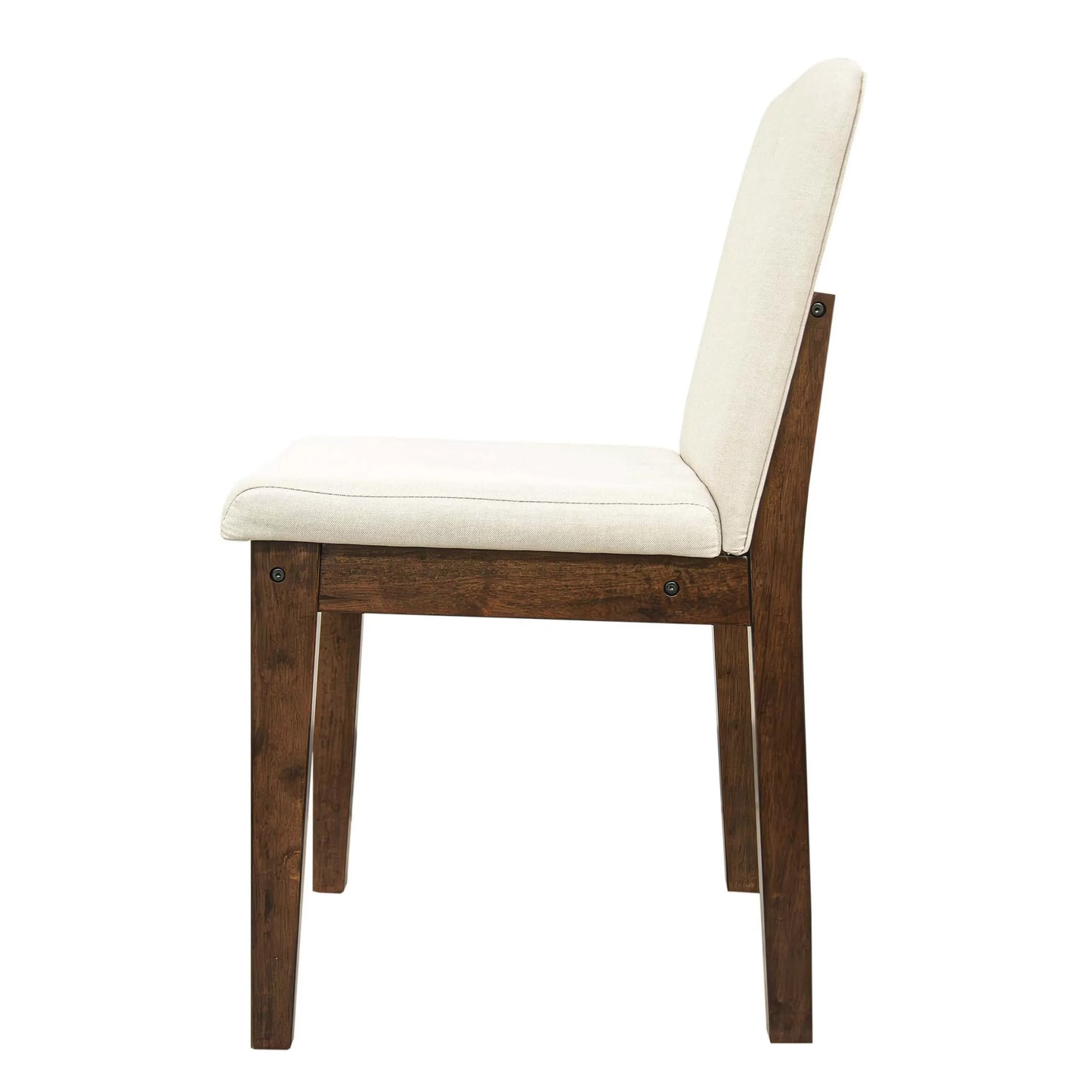5 Piece Dining Set Dark Walnut & Beige Chairs