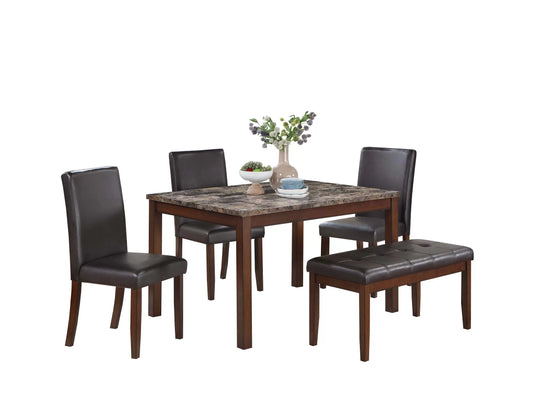 5PC Faux Marble Top Dining Set