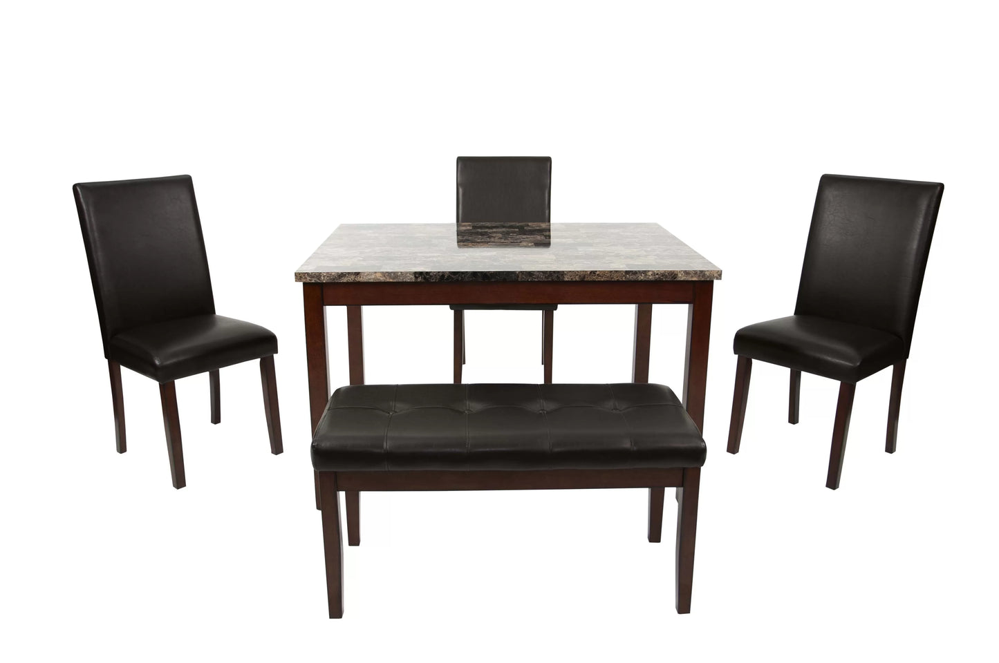5PC Faux Marble Top Dining Set