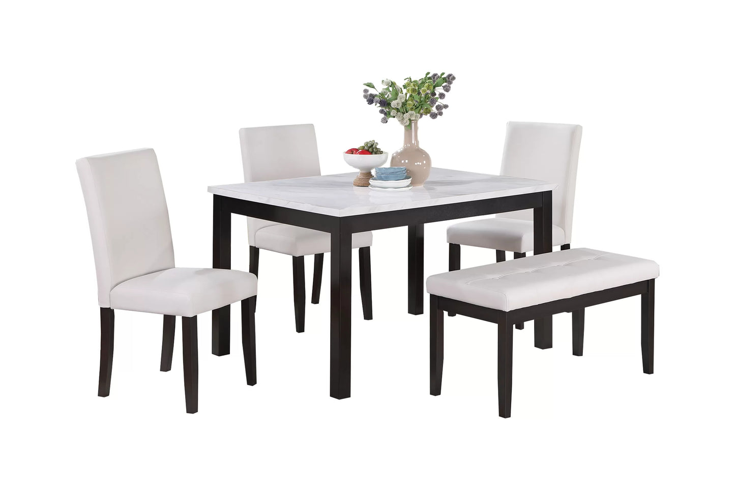 5PC Faux Marble Top Dining Set