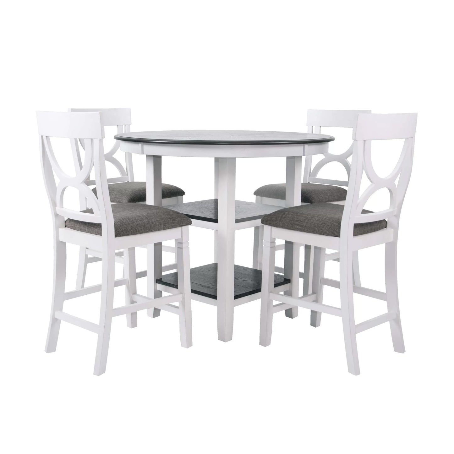 Counter Height Dining Set with Storage Shelves