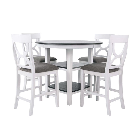 Counter Height Dining Set with Storage Shelves
