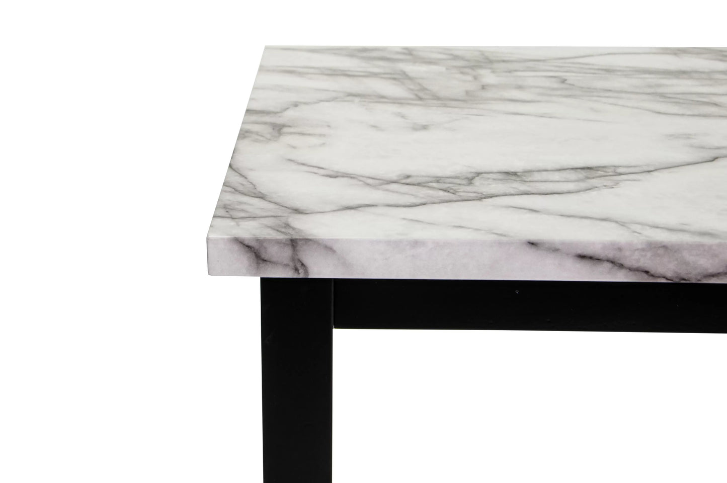 5PC White Faux Marble Top Dining Set