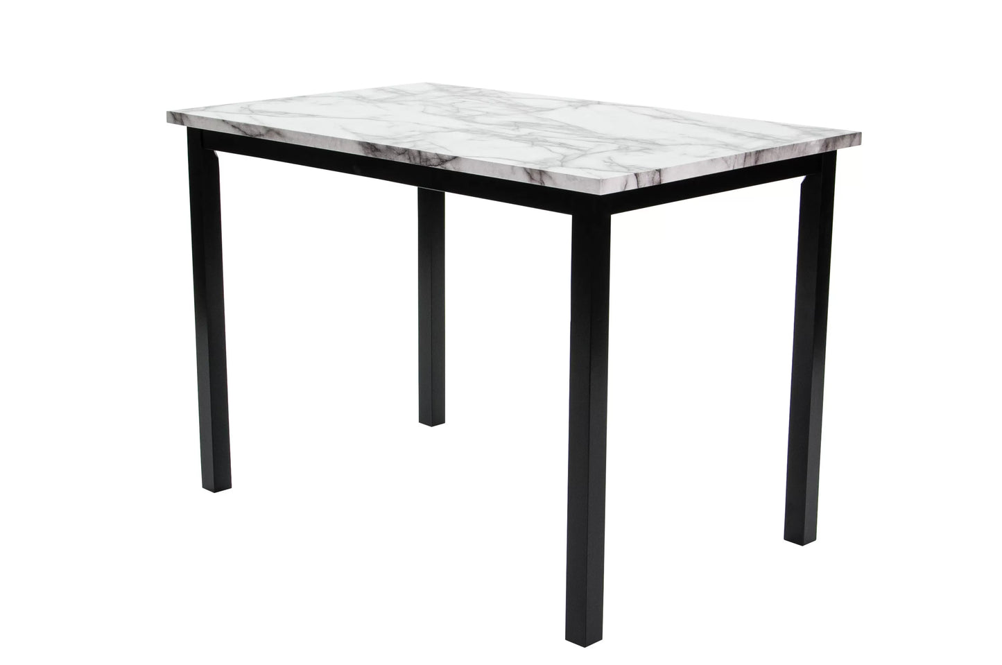5PC White Faux Marble Top Dining Set