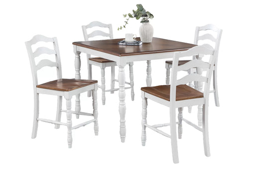 2 Tone Finish 5-Piece Counter Height Dining Set