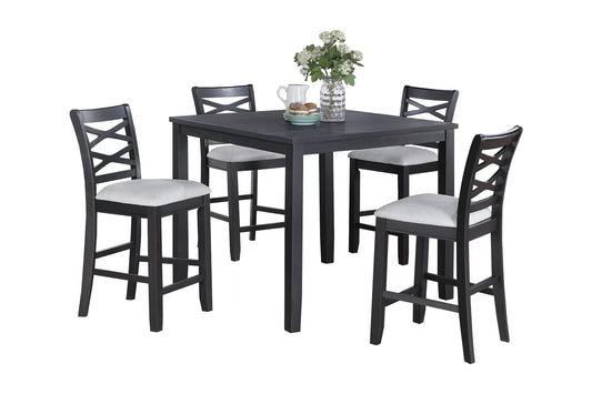 5-Piece Counter Height Dining Set with Upholstered X-Back Chairs