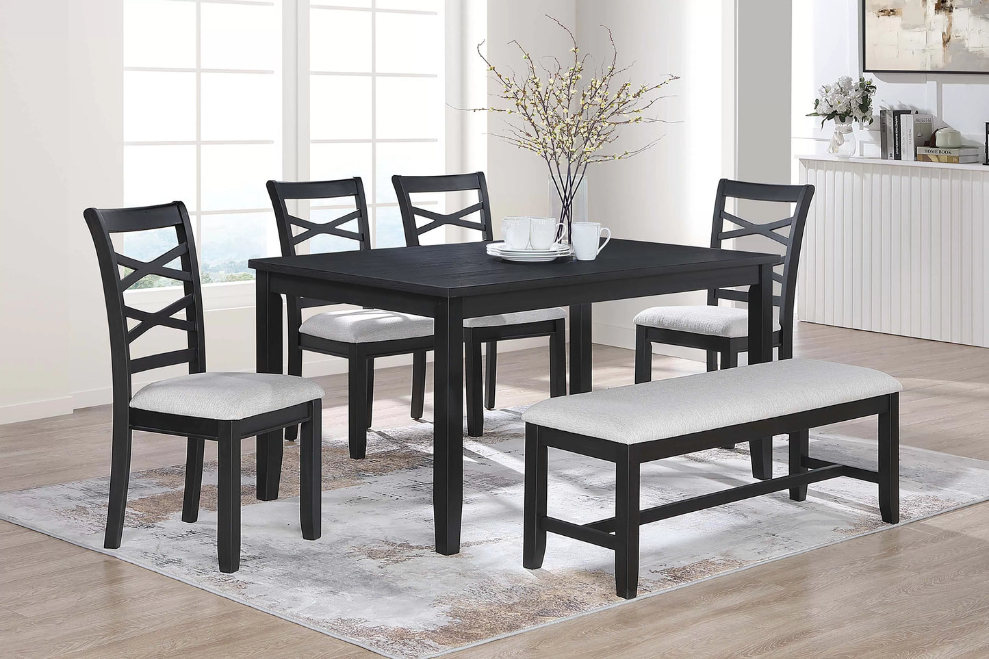 Charcoal Finish 6 PC Dining Set