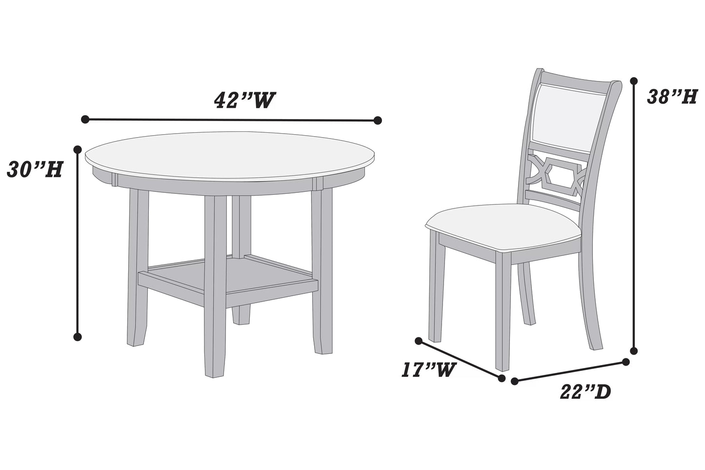 Round 5-pc Dining Table Set