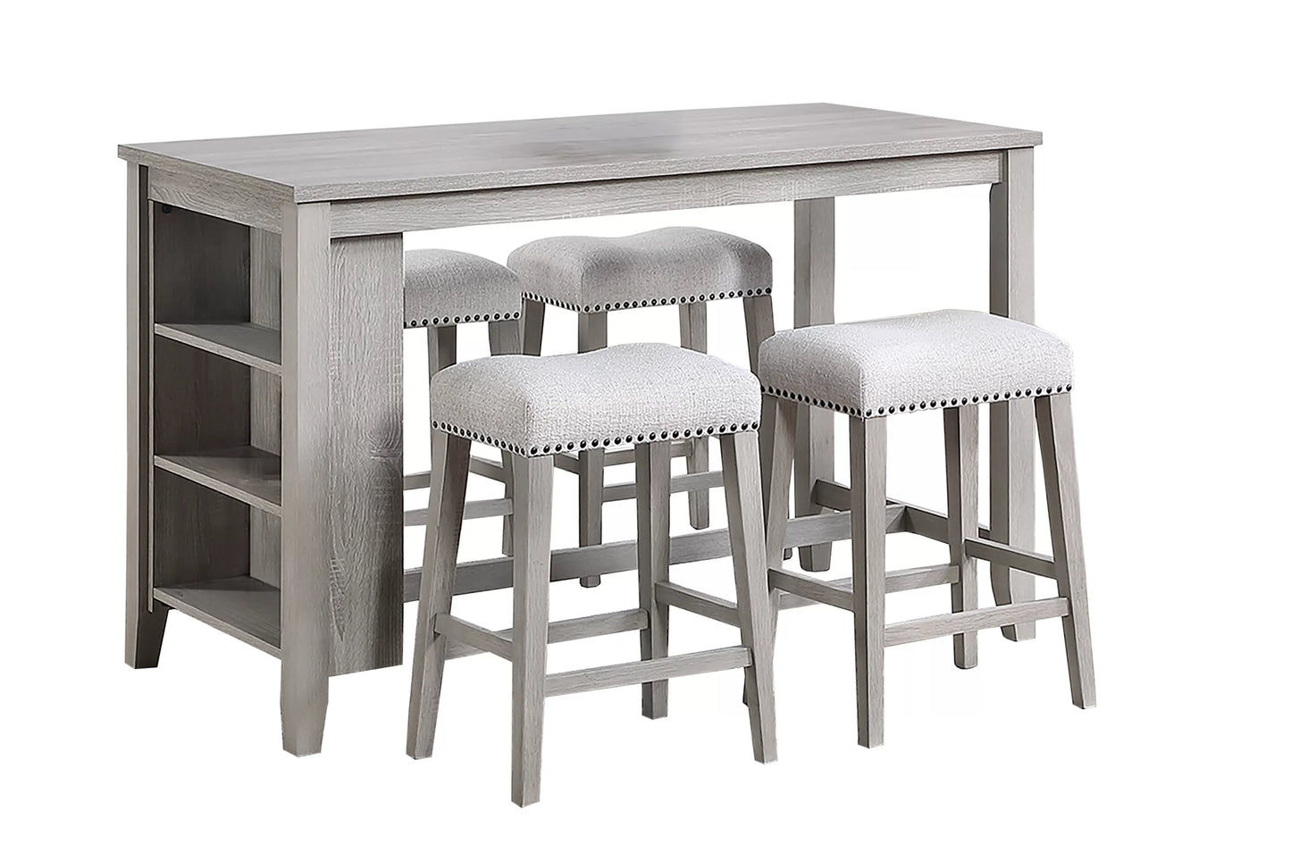 5-Piece Counter Height Dining Set with Storage Shelves