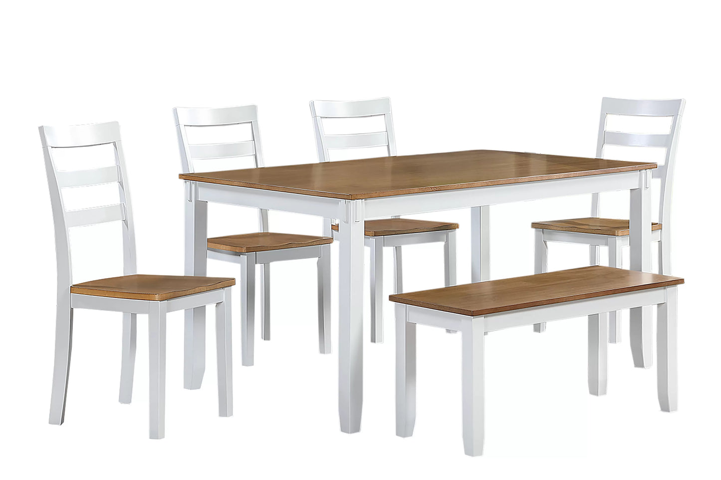 6 PC Dining Set In White & Light Brown Finish