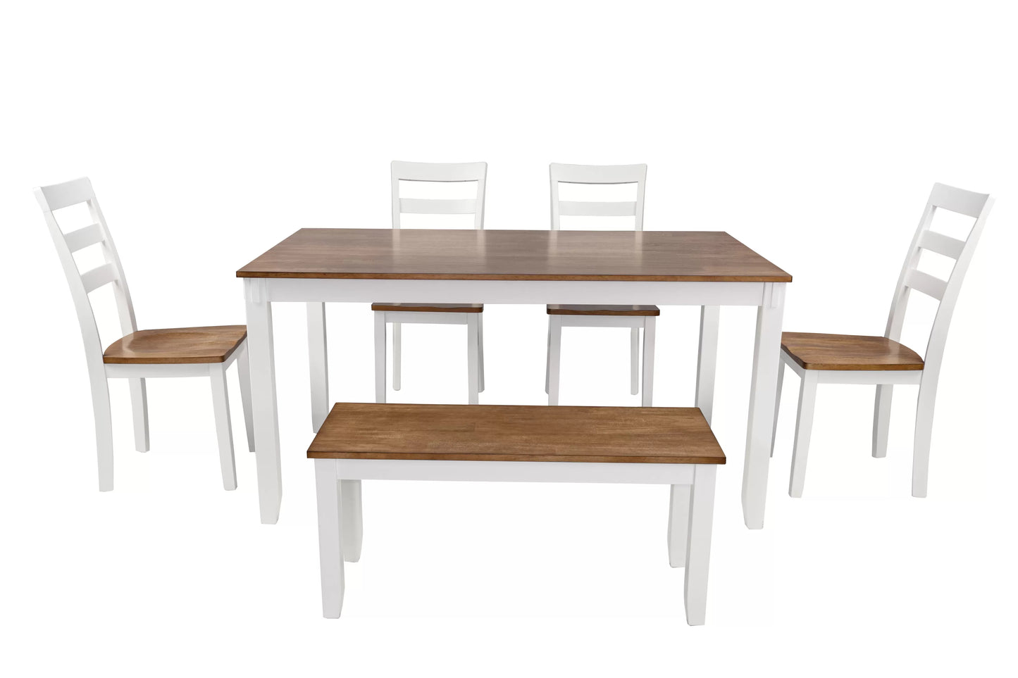 6 PC Dining Set In White & Light Brown Finish