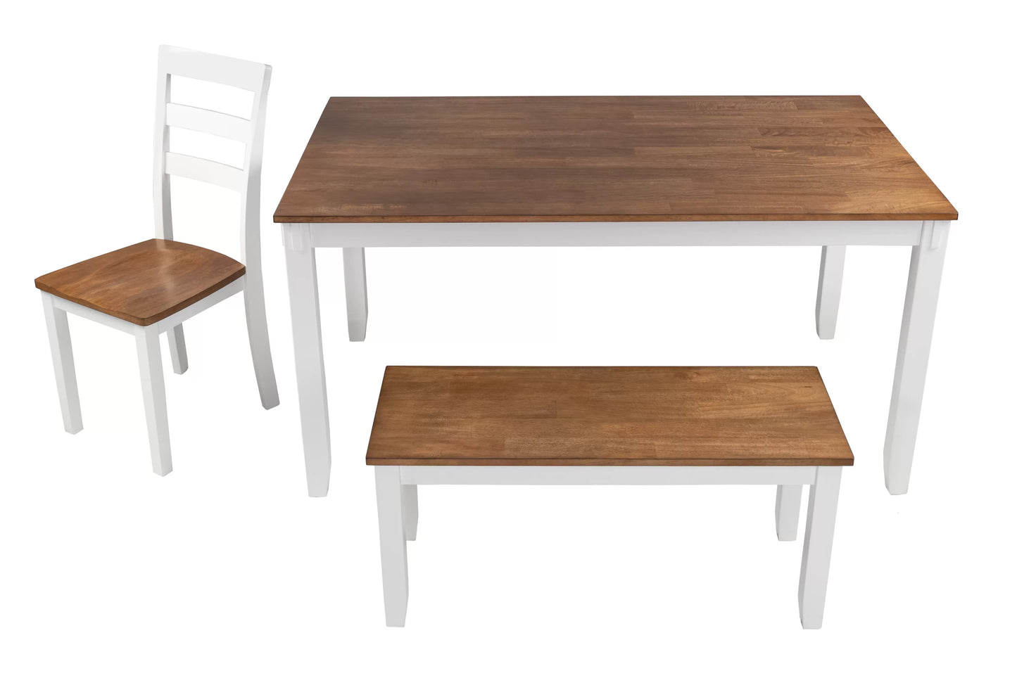 6 PC Dining Set In White & Light Brown Finish