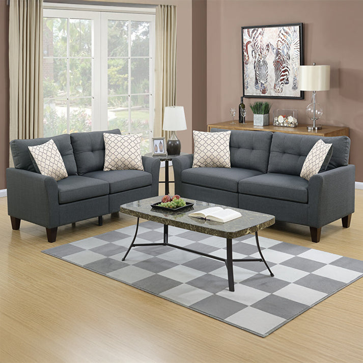 2-Piece Charcoal Sofa & Loveseat Set