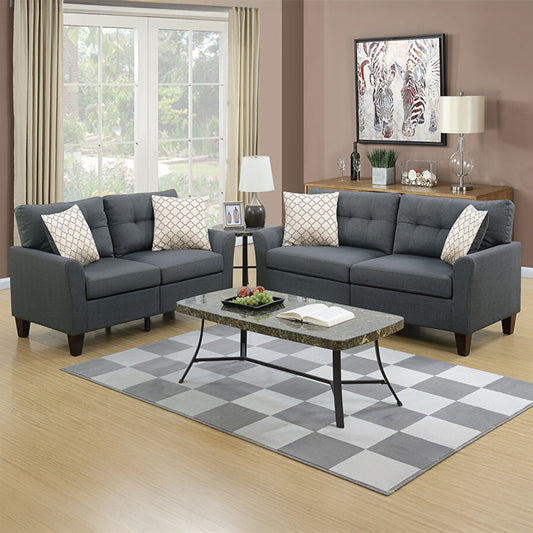 2-Piece Charcoal Sofa & Loveseat Set