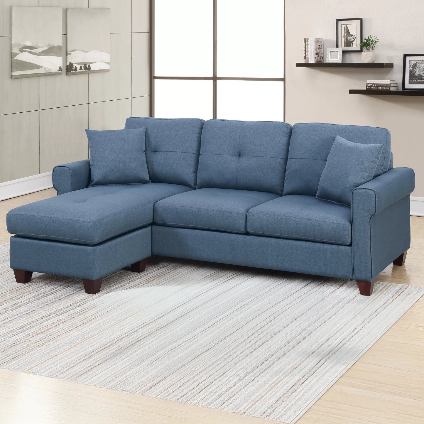 Blue Chaise Sectional Sofa