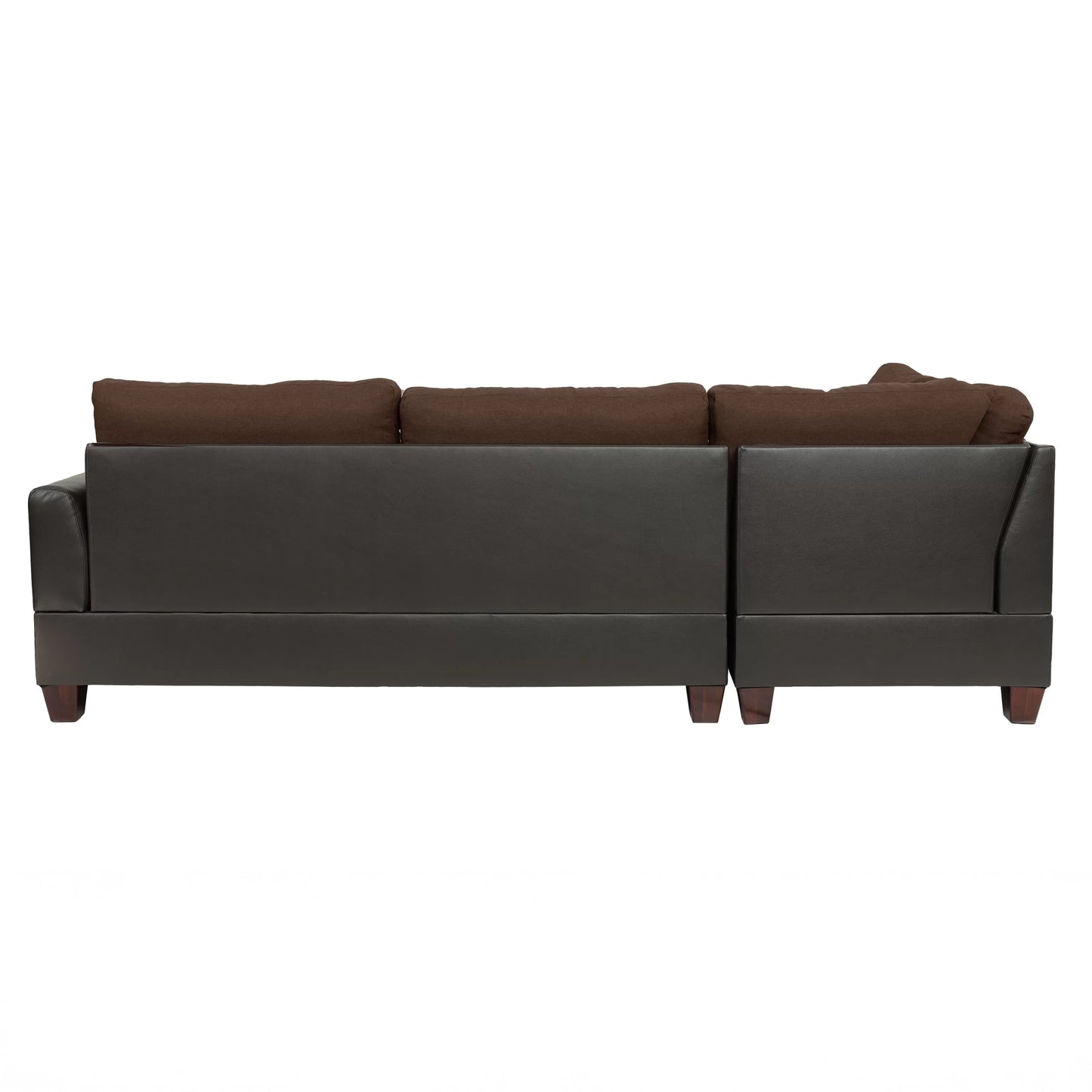 Linen-Look Fabric & Faux Leather Sectional Sofa