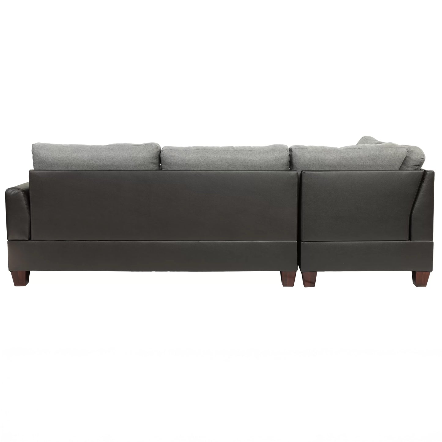 Linen-Look Fabric & Faux Leather Sectional Sofa