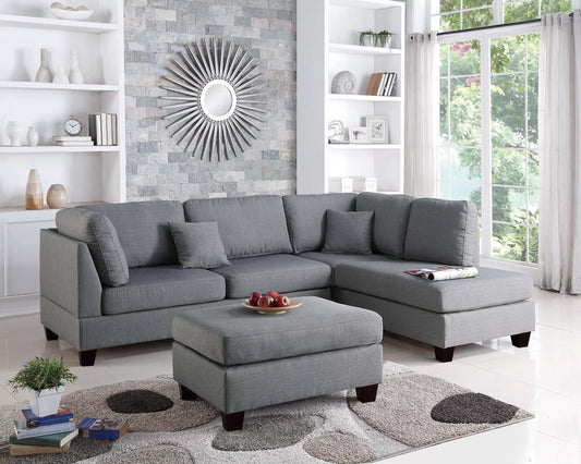 Sectional Sofa Set W/ Ottoman 3 pc
