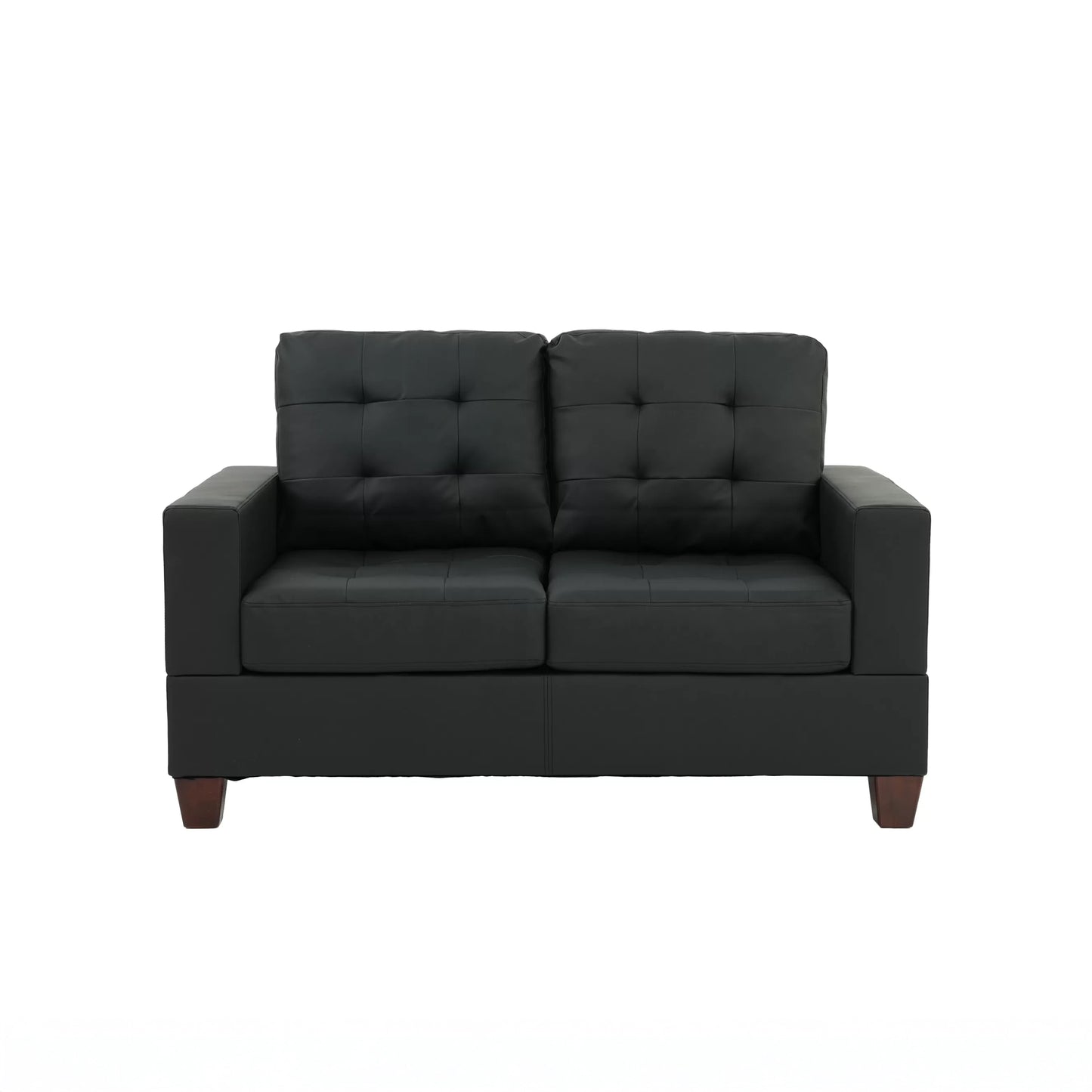 Black Faux Leather Sofa & Loveseat Living Room Set