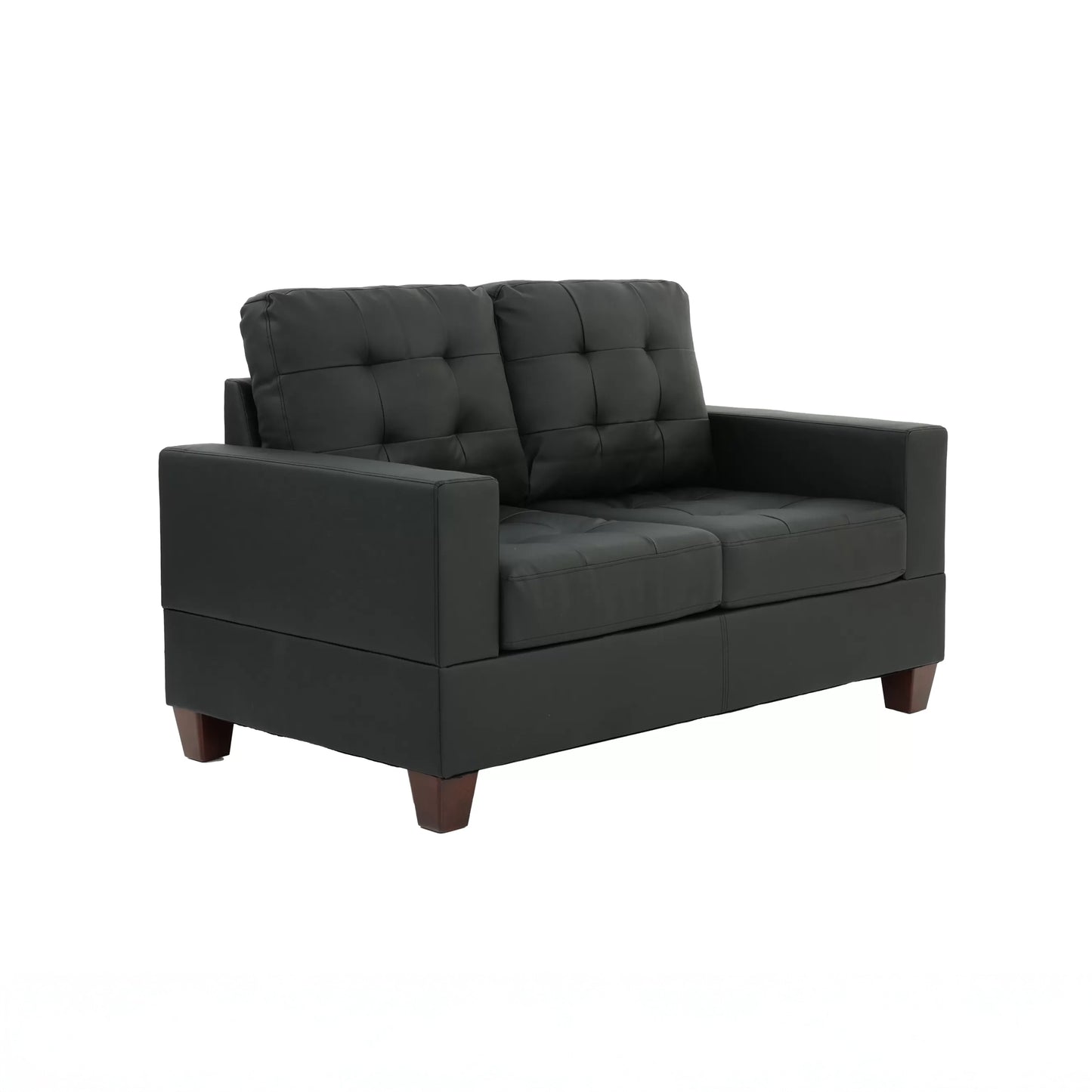 Black Faux Leather Sofa & Loveseat Living Room Set