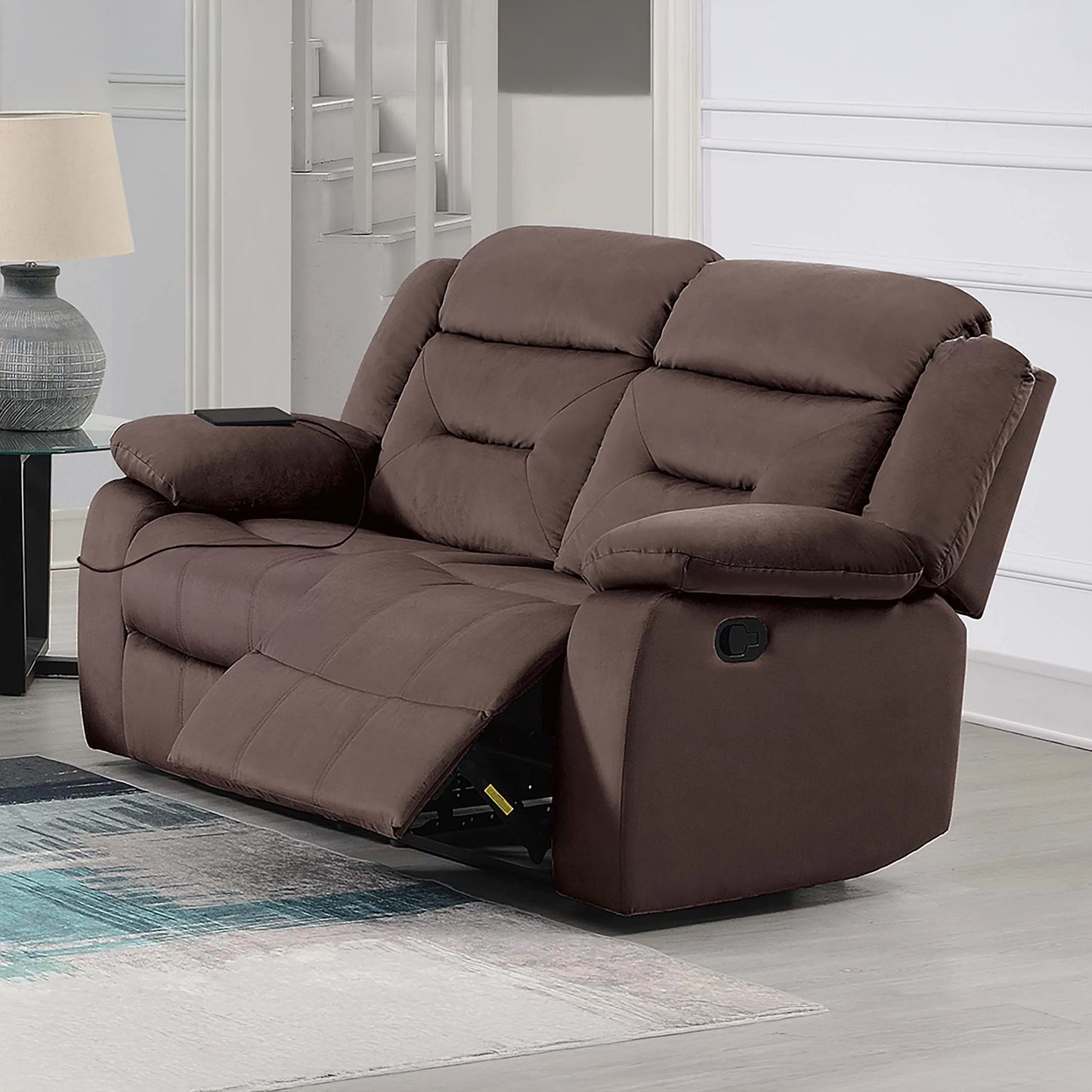 Plush Velvet Comfort Manual Reclining Loveseat