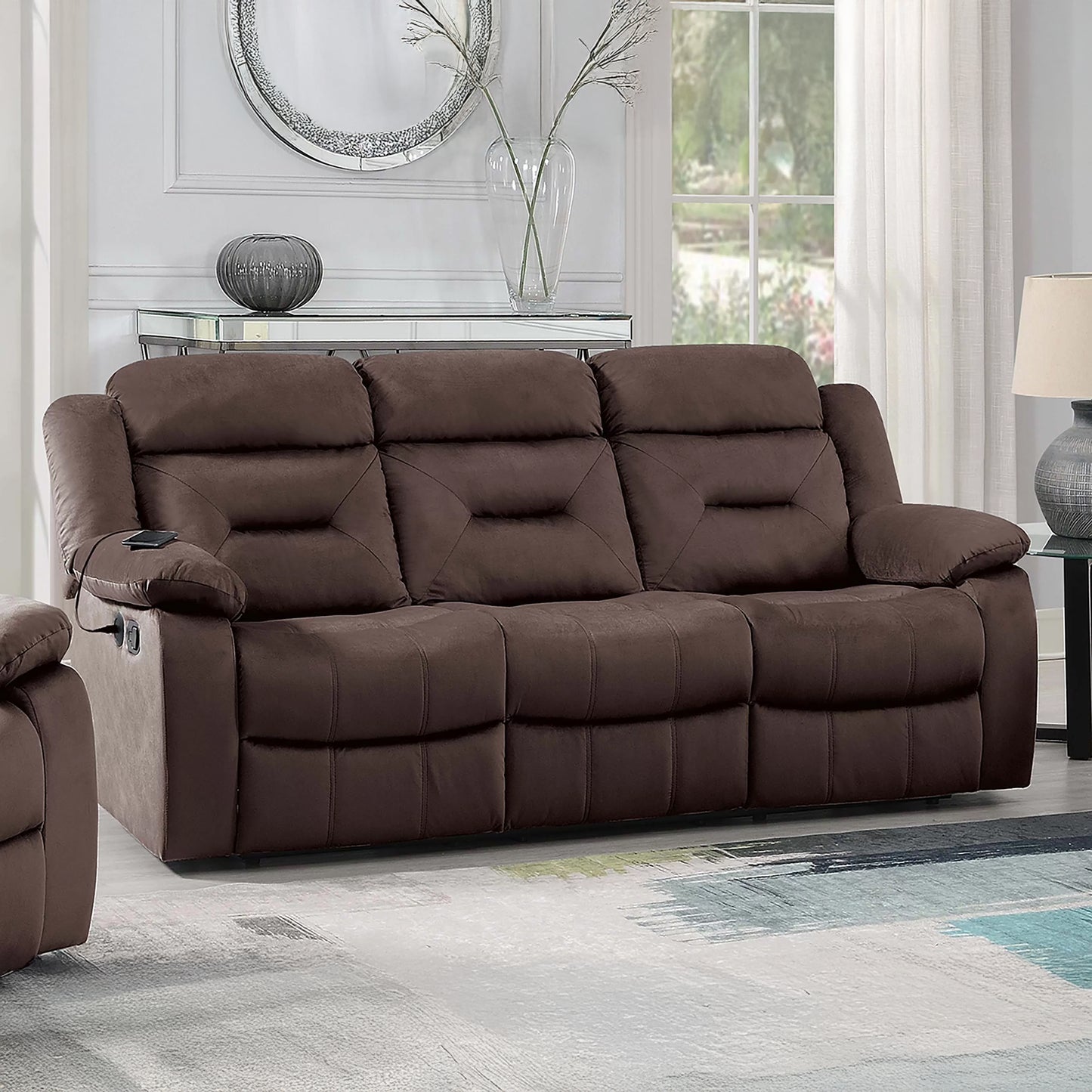 Plush Velvet Comfort Manual Reclining Sofa