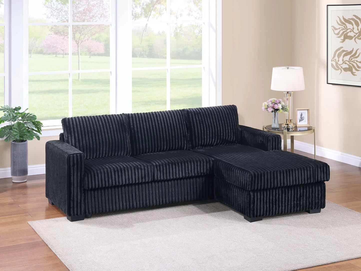 Sectional Sofa Corduroy 2 Pc