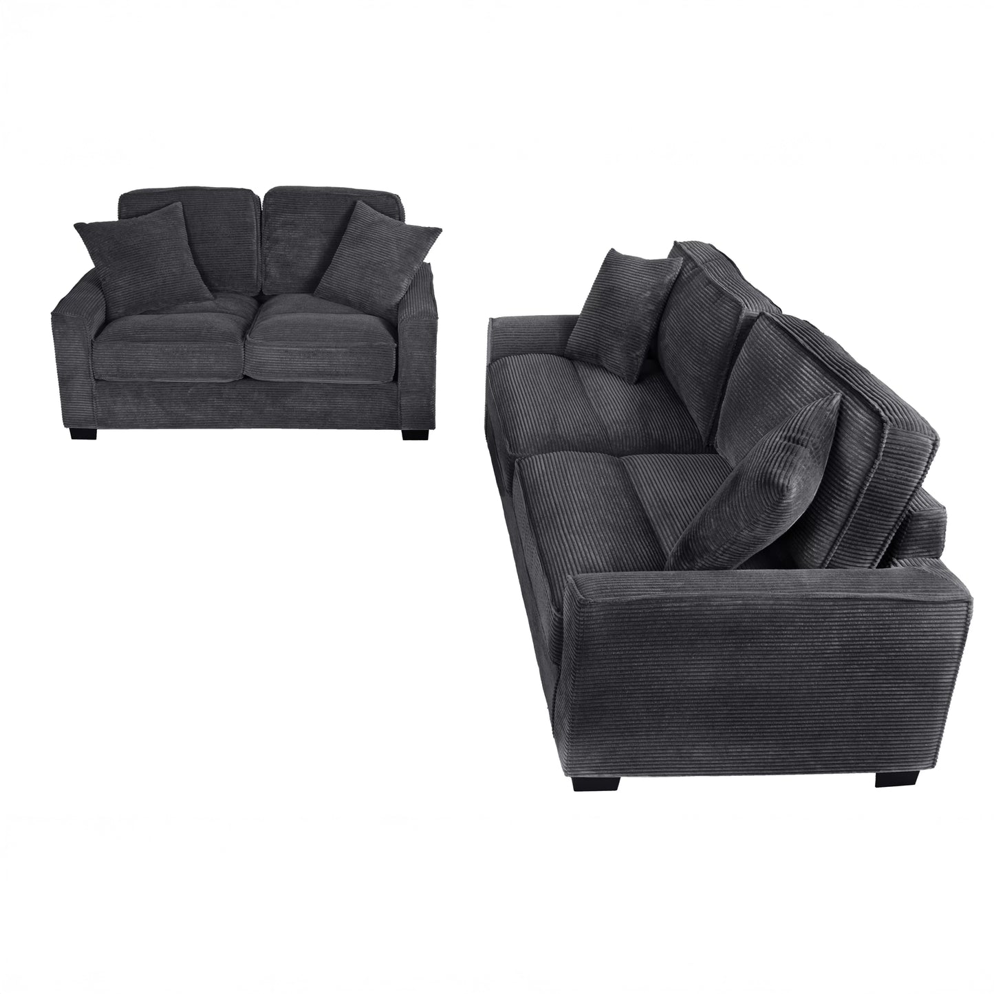 Corduroy Sofa & Loveseat Set with Accent Pillows
