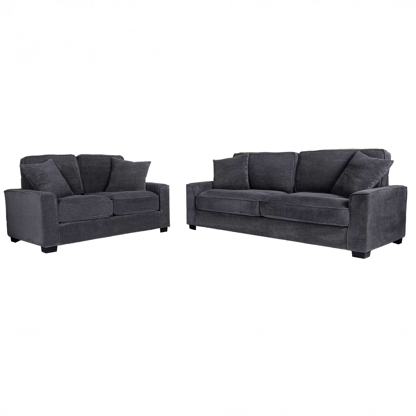 Corduroy Sofa & Loveseat Set with Accent Pillows