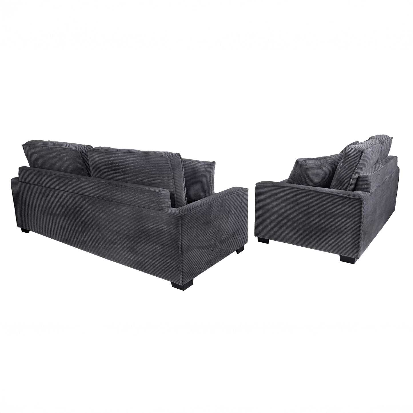 Corduroy Sofa & Loveseat Set with Accent Pillows