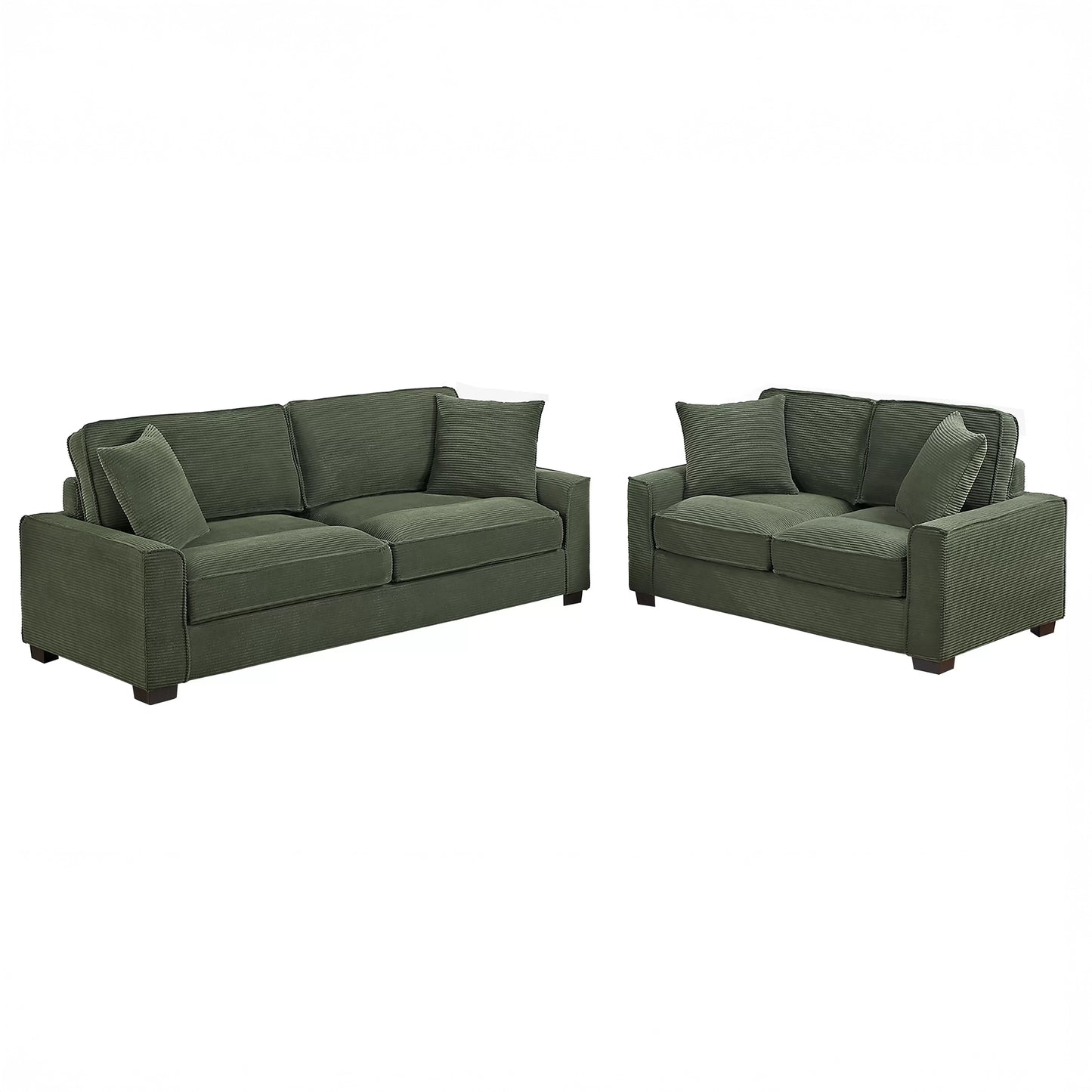 Corduroy Sofa & Loveseat Set with Accent Pillows