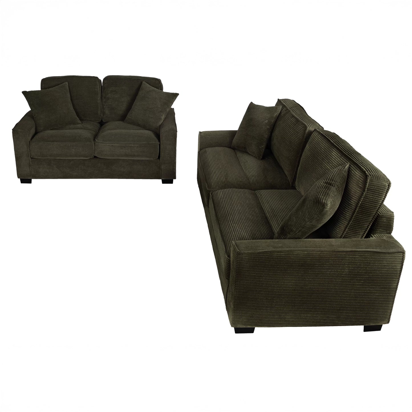 Corduroy Sofa & Loveseat Set with Accent Pillows