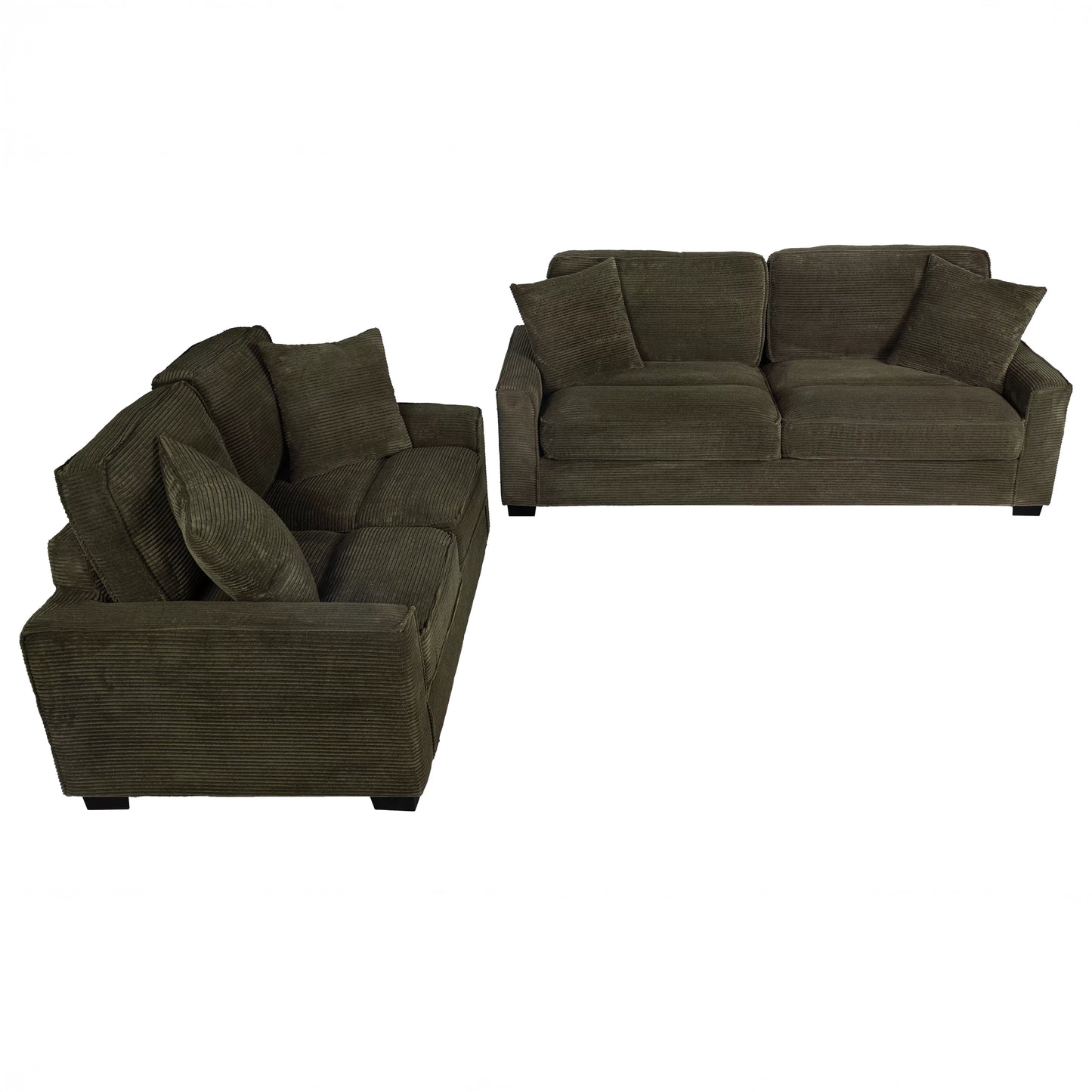 Corduroy Sofa & Loveseat Set with Accent Pillows