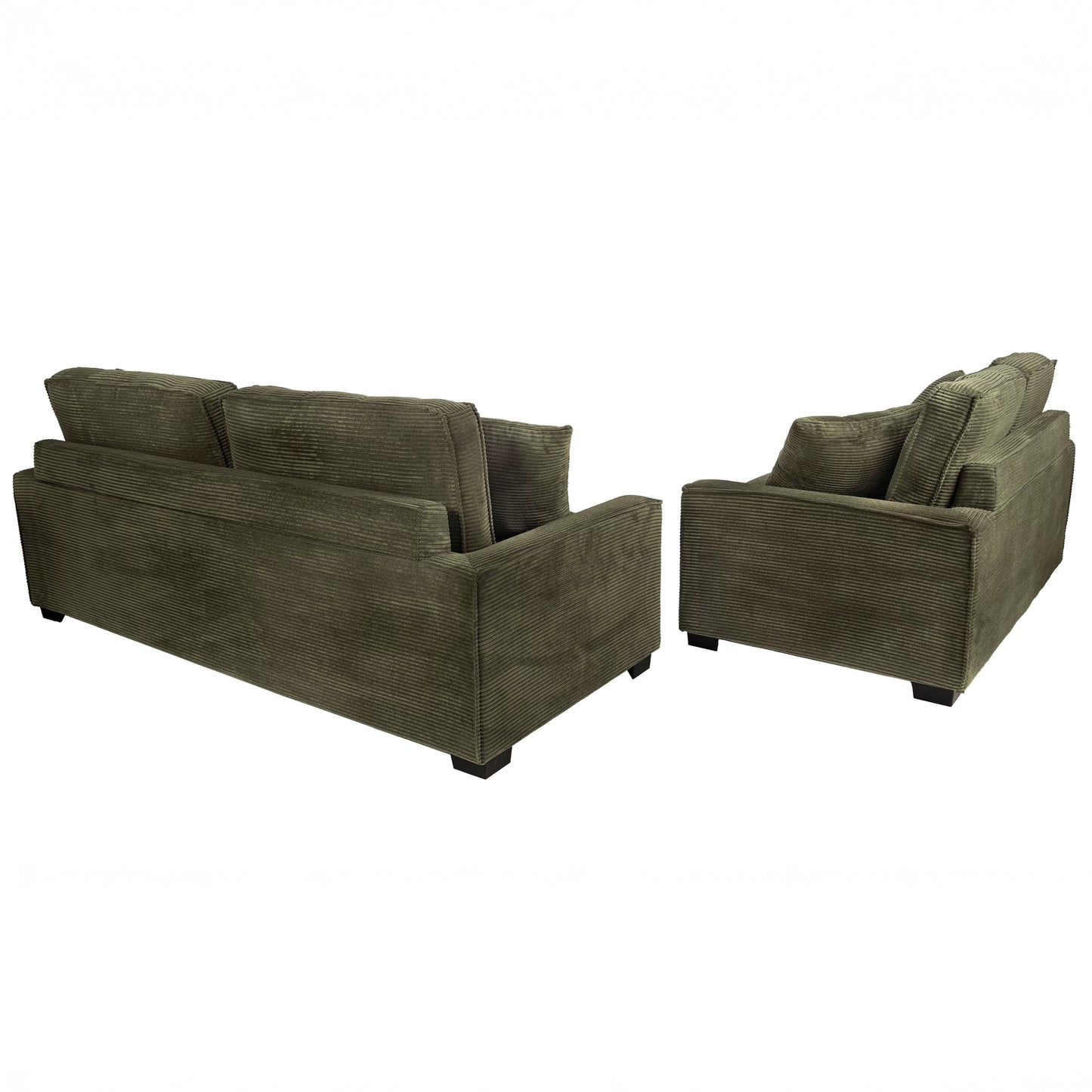 Corduroy Sofa & Loveseat Set with Accent Pillows
