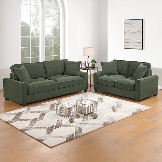 Corduroy Sofa & Loveseat Set with Accent Pillows