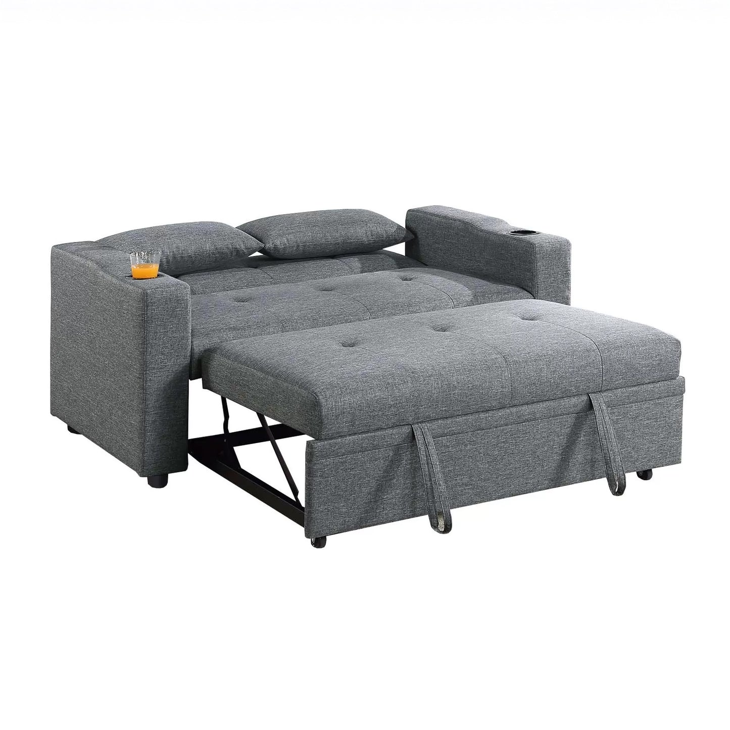 Gray Linen-Like Fabric Convertible Sleeper Sofa