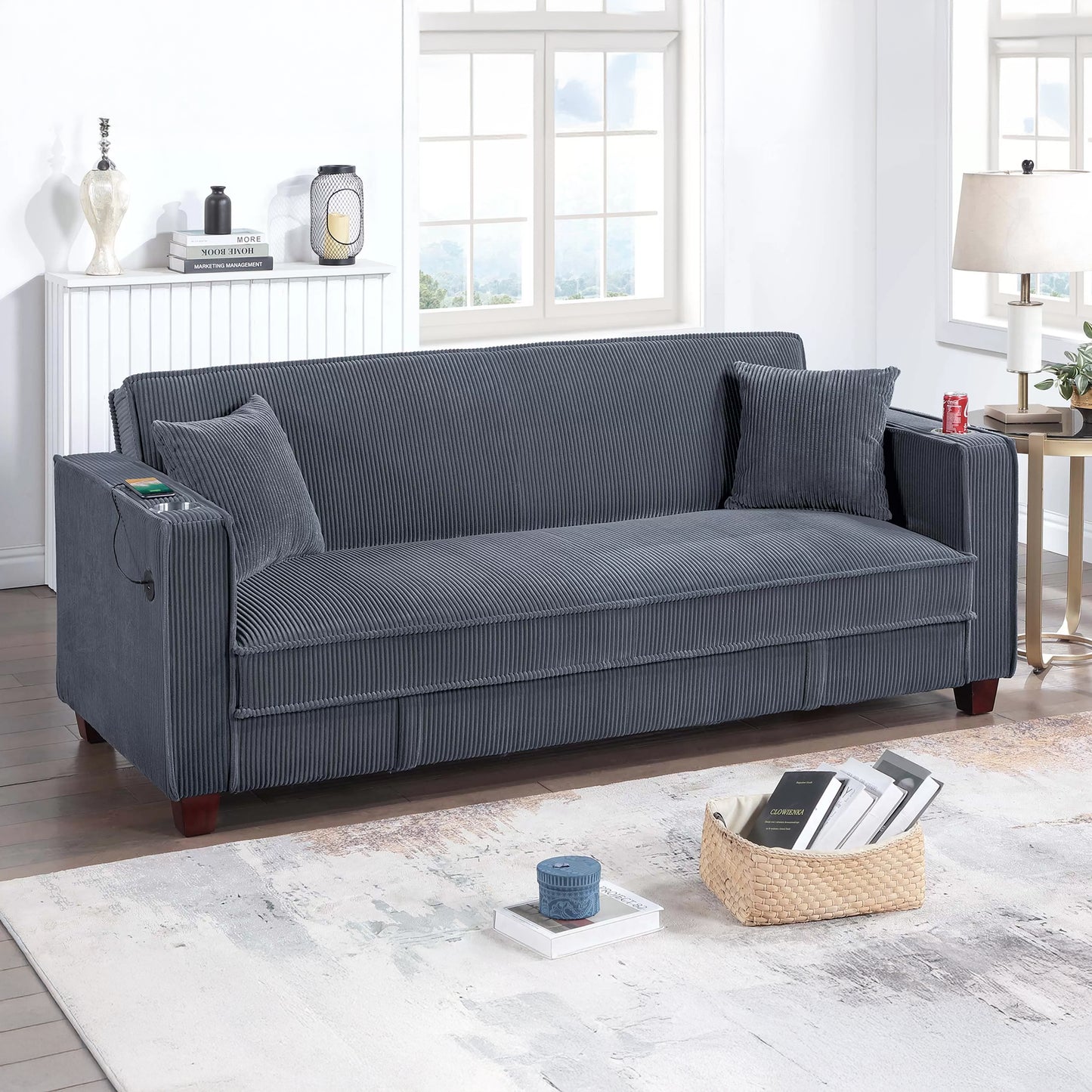 Convertible Corduroy Futon Sofa