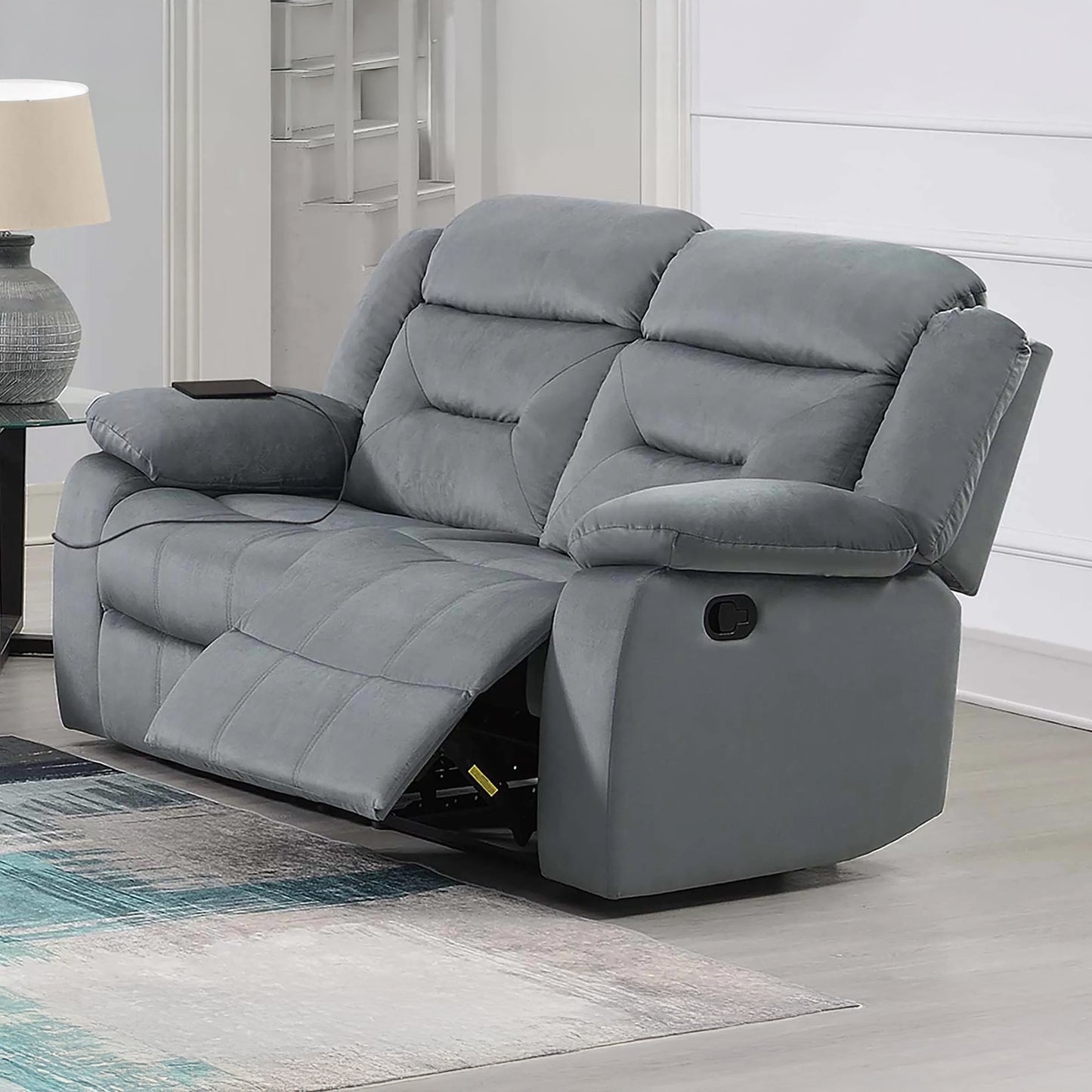 Plush Velvet Comfort Manual Reclining Loveseat