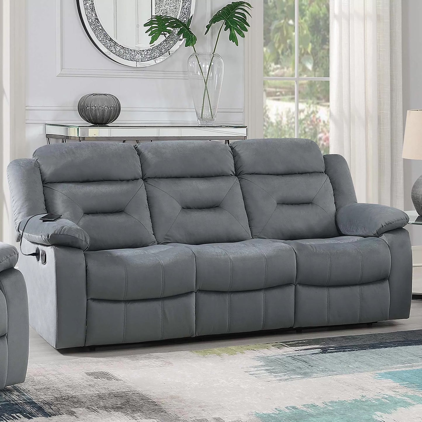 Plush Velvet Comfort Manual Reclining Sofa