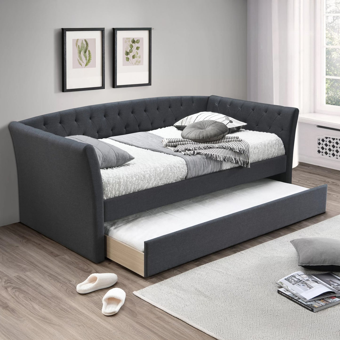 Charcoal Upholstered Twin Daybed