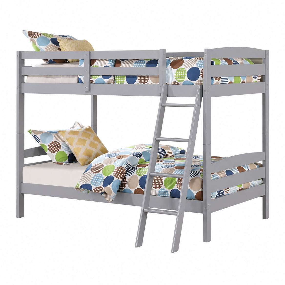 Twin Over Twin Bunk Bed | White & Gray
