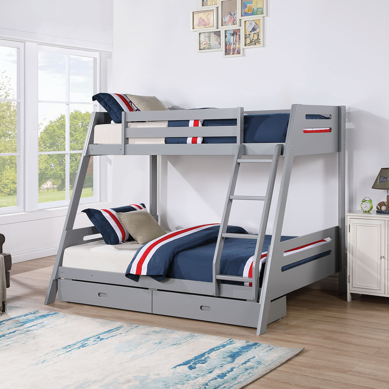 Twin Over Full Bunk Bed with Storage Drawers