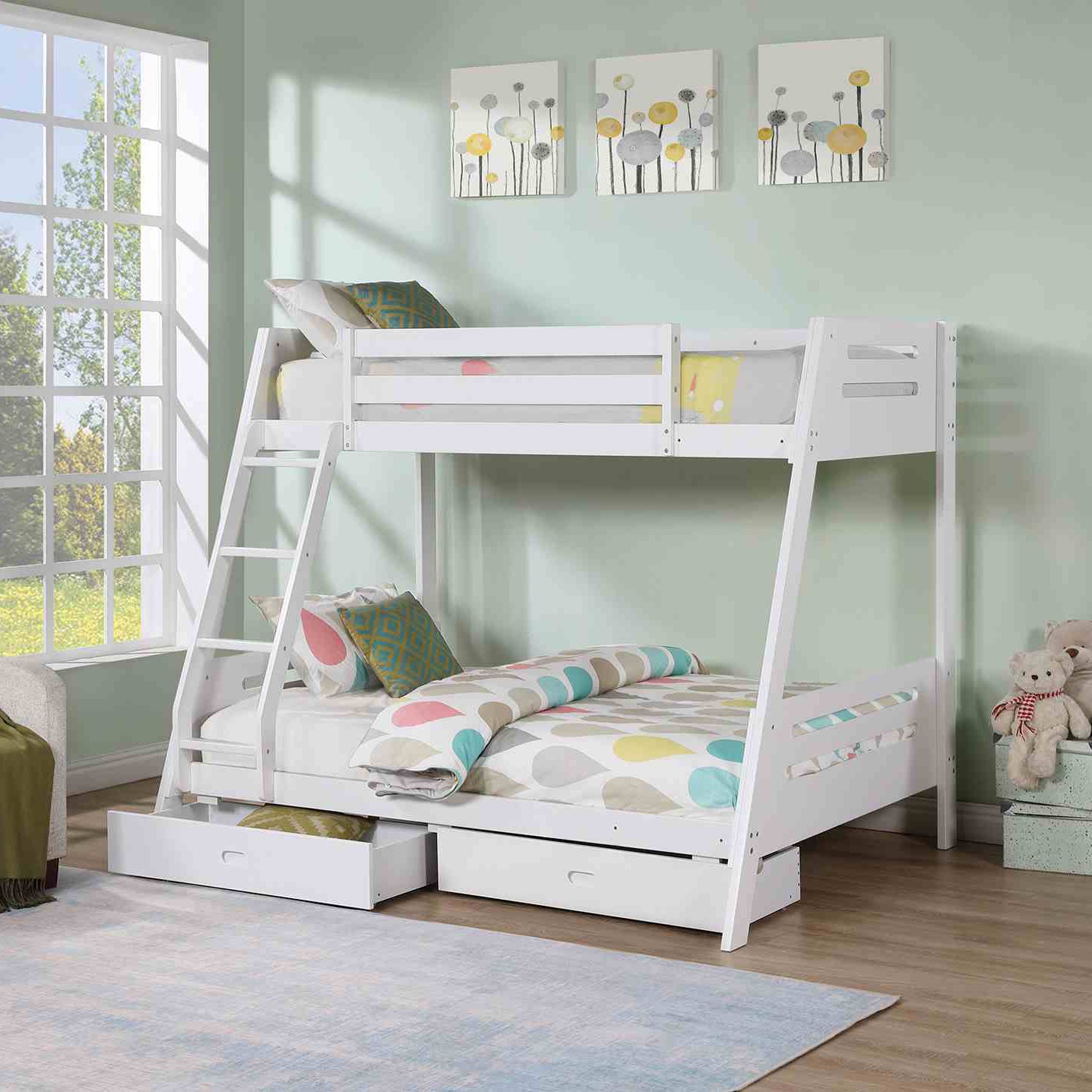Twin Over Full Bunk Bed with Storage Drawers